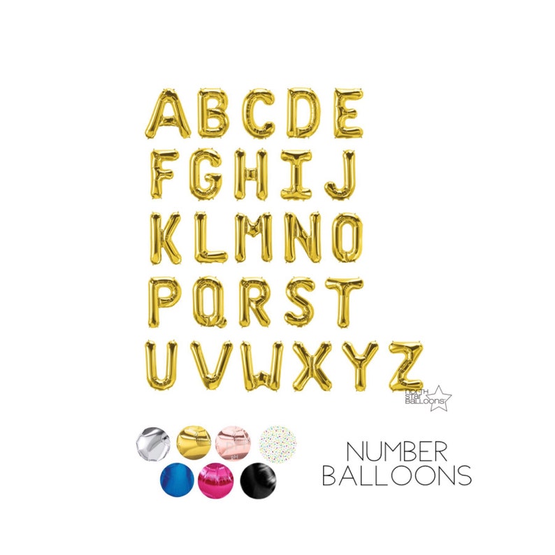 Gold Letter Balloons Small 13.5 IN or Large 34 IN Tall Symbol Balloons Hashtag Ampersand Numbers Alphabet