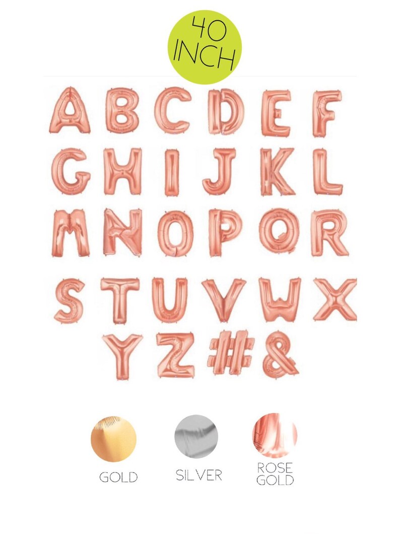 Rose Gold 40 Banner Letters Letter Balloons Alphabet Hashtag Rose Gold Number Rose Rose Gold Letter Balloons Ampersand