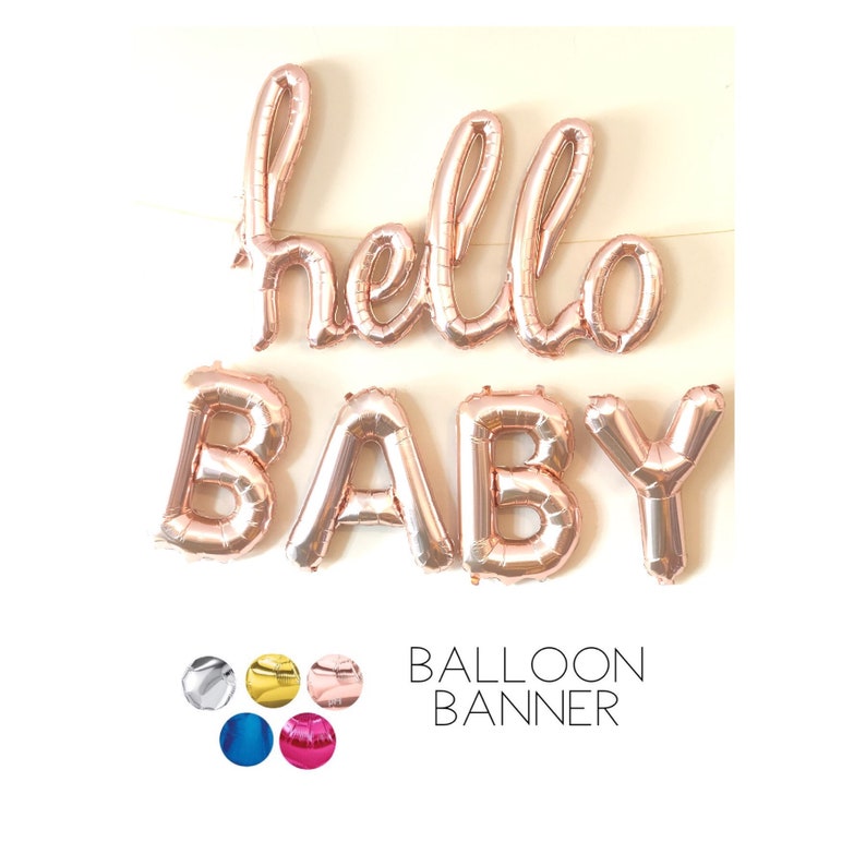 Hello Baby Balloons Script Letter Hello Baby Banner Letter Etsy