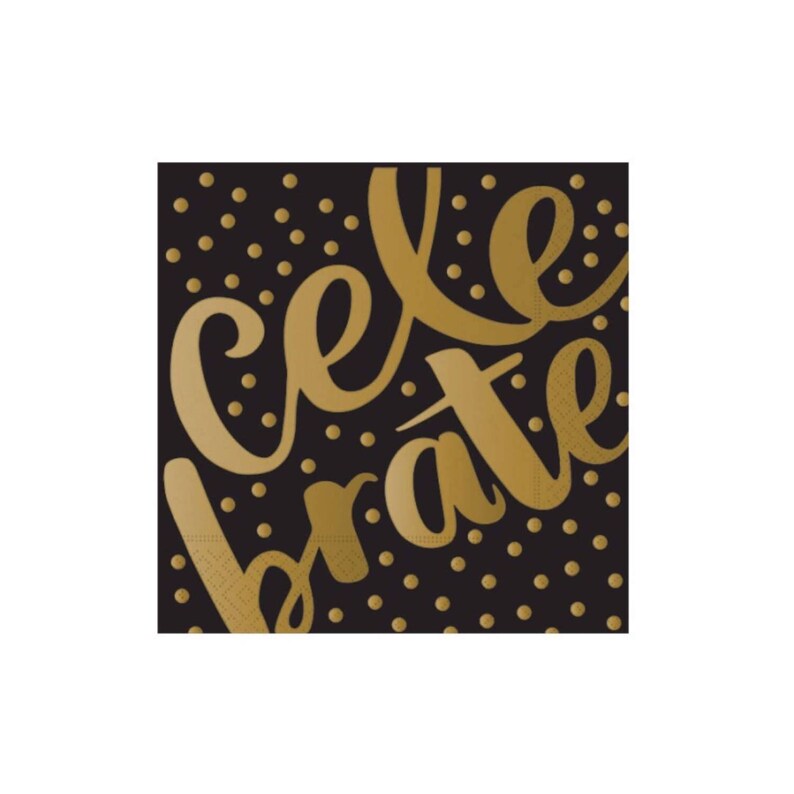 Pkg 8 Cake Plate Black /& Gold Party Napkins Bridal Shower Reception Party plates Paper Celebrate Engagement Party Wedding napkins