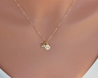 tiny paw print necklace