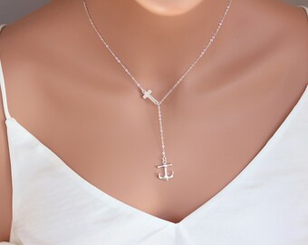 Beach Jewelry Nautical Jewelry Dainty Delicate Necklace 925 Sterling Silver Navy Necklace Beach Wedding Tiny Anchor Necklace