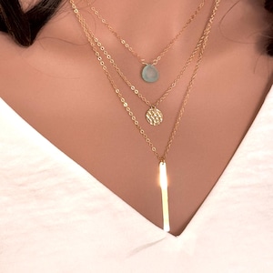 Layered Necklace Gold, Layered Necklace Set, Triple Three