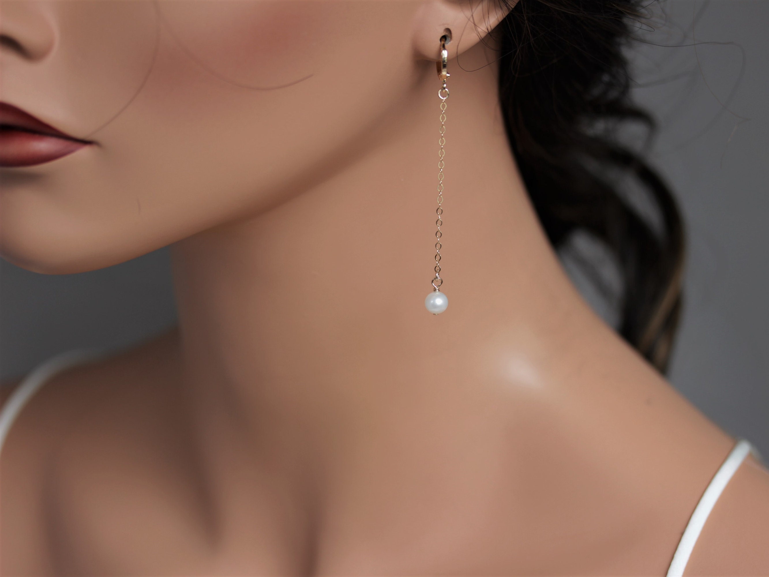 Pearl Chain Dangle Earrings Long Dangle Earrings for Women Etsy Australia