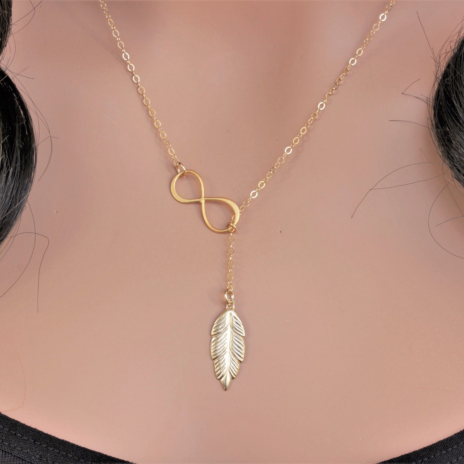 Feather Necklace Gold Feather Necklace Feather Y Necklace Etsy