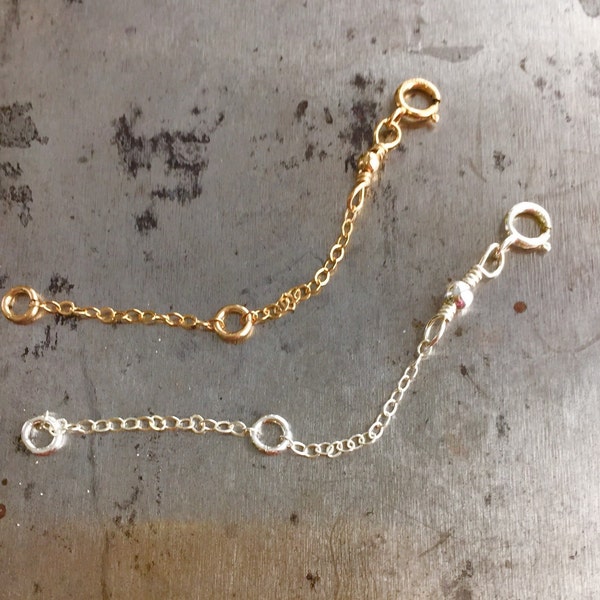 Adjustable chain extender, Sterling silver/gold chain extender . Necklave extender . Chain Extender , 2" Chain Extender , 3" Chain Extender