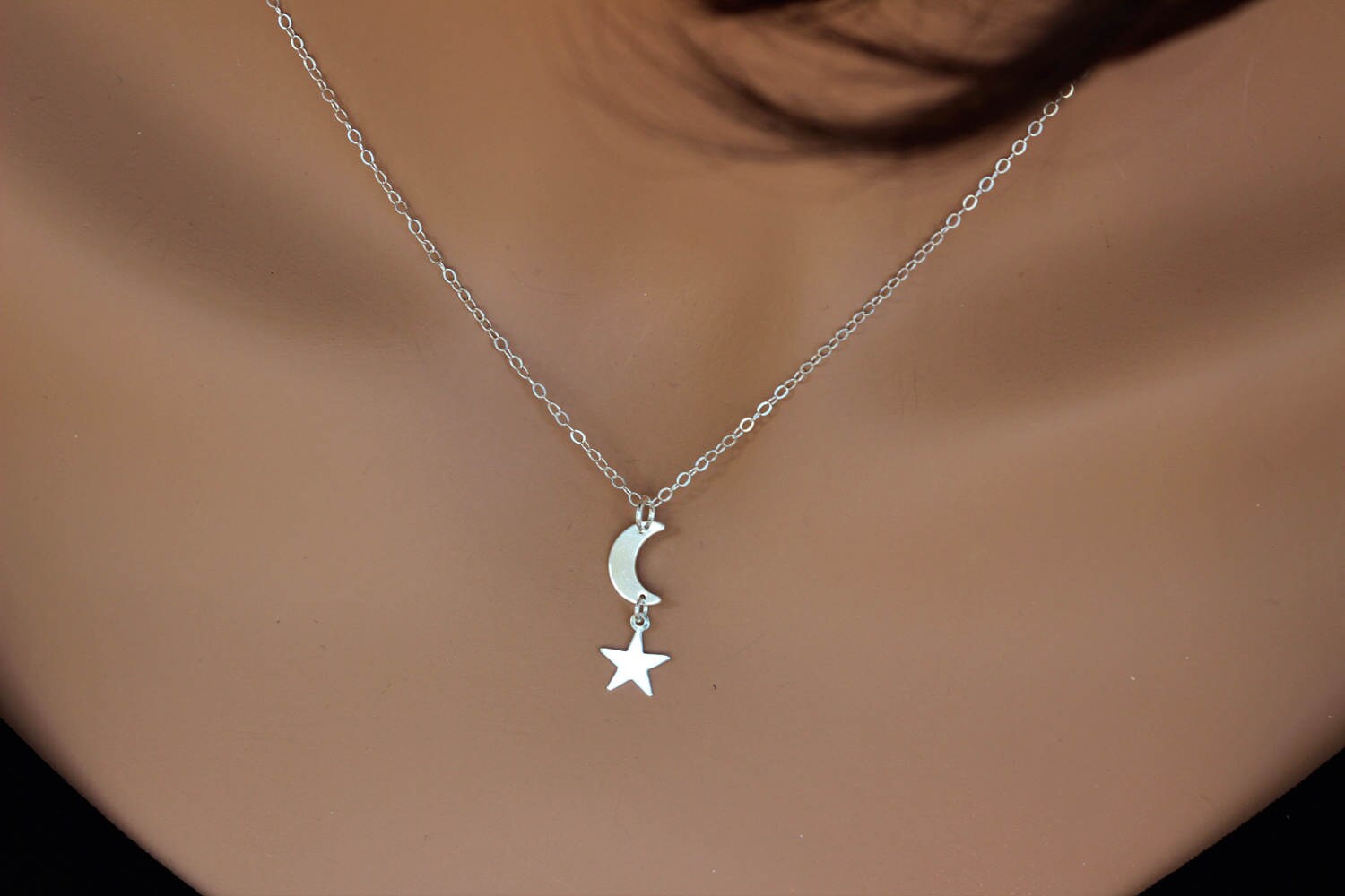 Moon Star Necklace Moon and Star Necklace Unique Necklace | Etsy