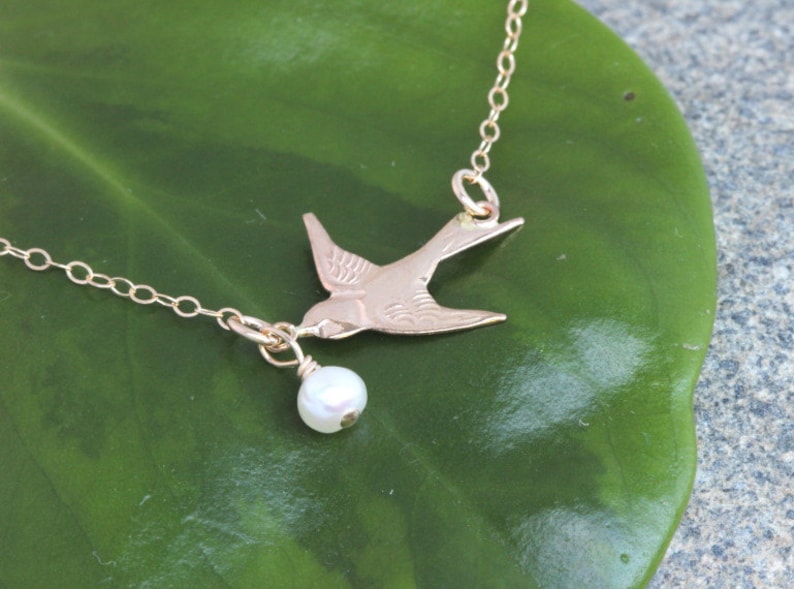 Holy Communion 14k Gold fillsterling silver First Communion Gift Goddaughter Gifts from Godmother Bird Necklace Confirmation Gifts