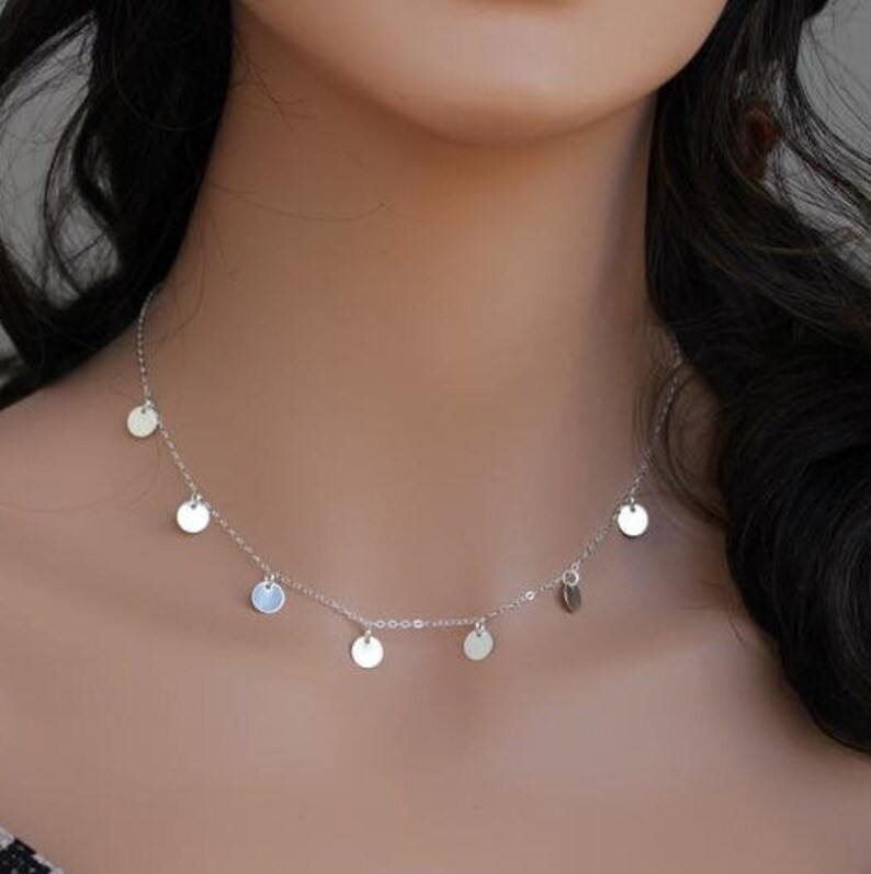 Coin Necklace Disc Gold/Sterling Silver Coin Drop Etsy