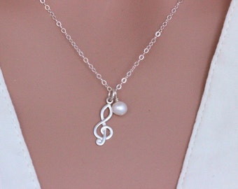 Sterling Silver Music Note Necklace - Graduation Gift for her -for musician - Sterling silver / 14k gold fill  Music Pendant - Music Jewelry