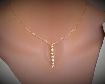 Coin Choker Necklace - Y Lariat Necklace - Gold coin Necklace - Gold Fill Disc Necklace - Gold Choker Necklace - Gold Statement Necklace