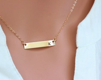 Bar Neckalce 14k Gold Fill / Sterling Silver - Initial Bar Neckalce - Bar Neckalce Personalized - Gold Bar Necklace - Name plate Necklace