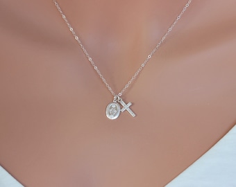 God Daughter Gifts, Tiny Gold Filled/Sterling Silver Cross Necklace women, God daughter necklace, First Communion gift for God daughter,Gift