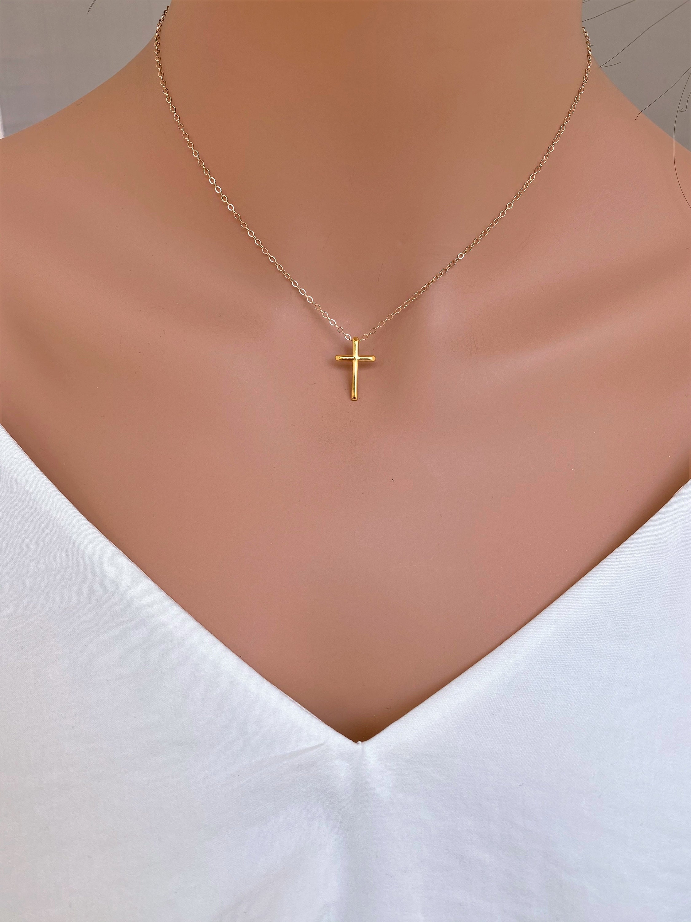 Buy MIONZA14K Solid Gold Cross Necklace for Women, Women's Cross Necklace |  Christian Necklace, Crucifix Necklace, Gift for Her Online at  desertcartINDIA