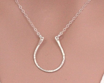 Sterling Silver HORSESHOE Necklace, Lucky Horseshoe Necklace - Sterling Silver Good Luck Charm Pendant, Protection Necklace, A thoughtful