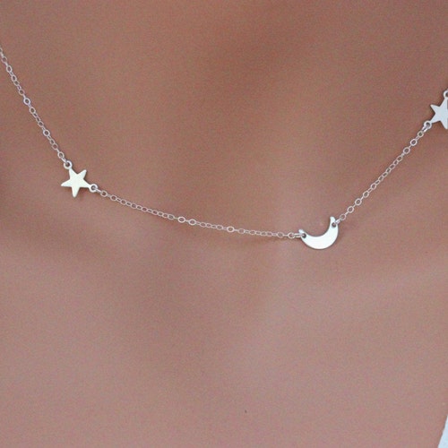 Moon and Star Necklace Star and Moon 