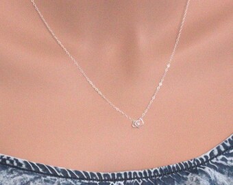 Tiny Open Heart Necklace. Sterling Silver Open Heart Loop Neckalce. Three Tiny Herat neckalce, 3 Heart Neckalce,Tiny Heart Neckalce. Hearts