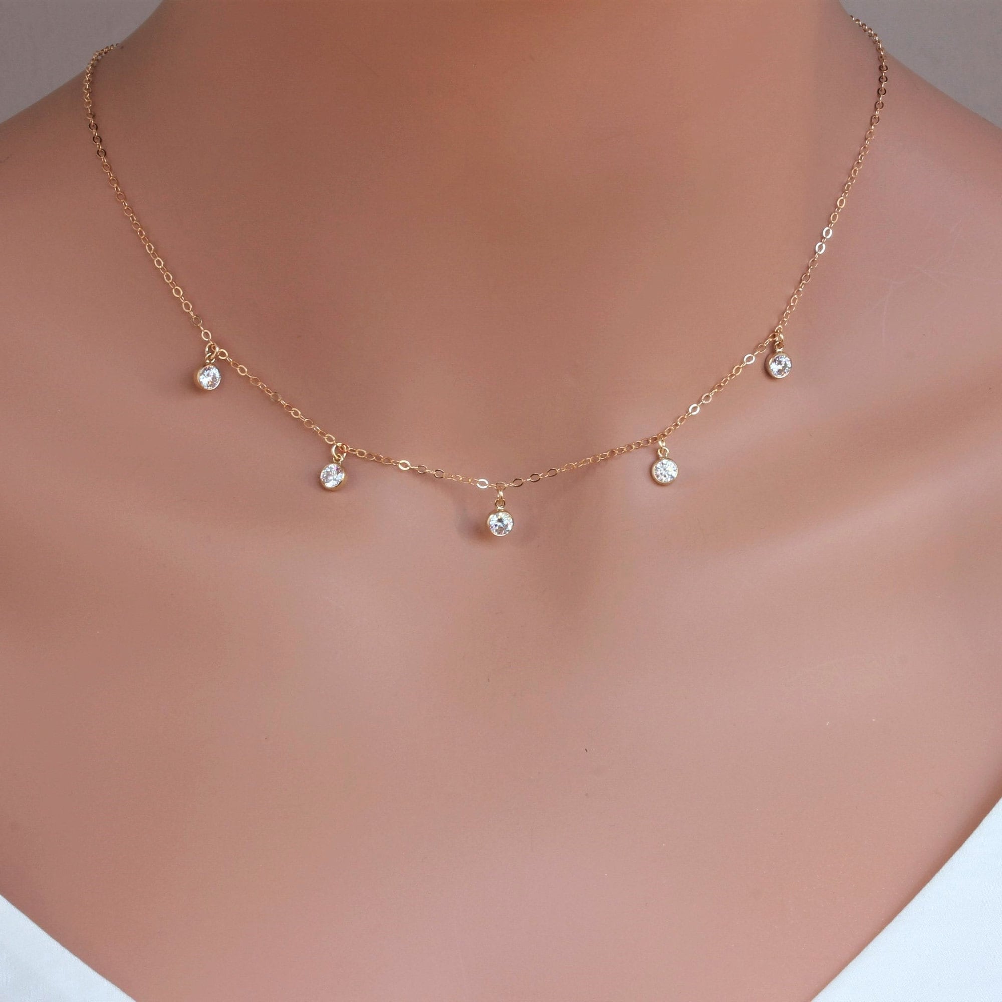 Dainty cubic zirconia necklace sale