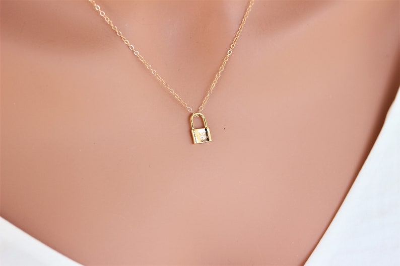 Gold Lock Necklace Padlock Necklace gold Layering Etsy