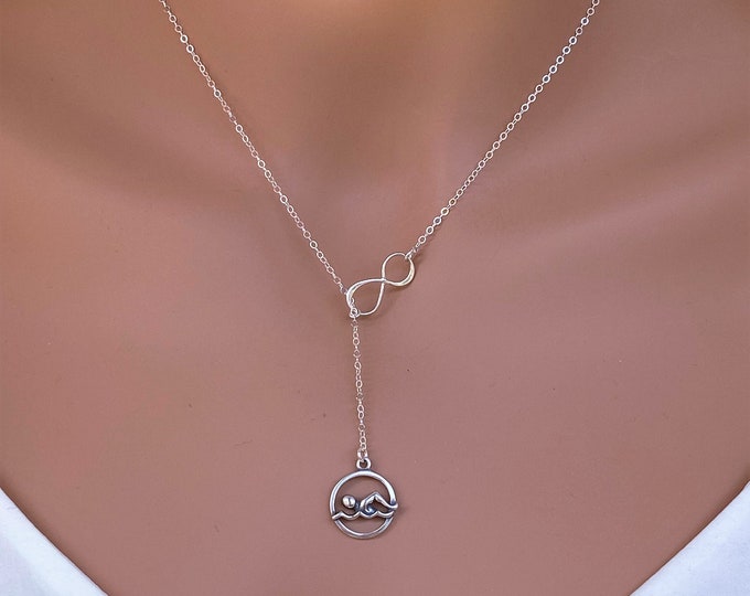Swimmer Charm Necklace - swimming necklace in Sterling Silver - Swimming gifts - Swimming gifts for girl -Swimming necklace - Swim team gift