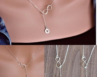 Christmas gift for Mom, Holiday gift for grandma, Generation Gifts, Sterling Silver Infinity Small heart, Necklace set for mom, Gift for Her