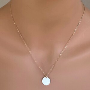 14k Solid Gold Initial Necklace: Personalized Disc Pendant