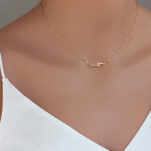 14k Gold Fill Lightning Bolt Motivation Necklace, Inspirational Gifts, 14k Gold fill lightening bolt, Empowering Lightning Bolt Necklace.