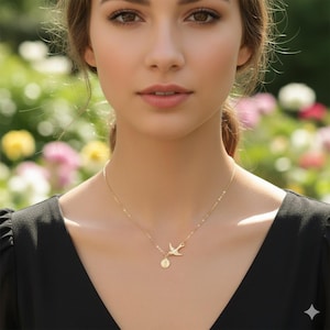 Dove Necklace: Gold Filled Virgin Mary Medallion, Confirmation Gift.