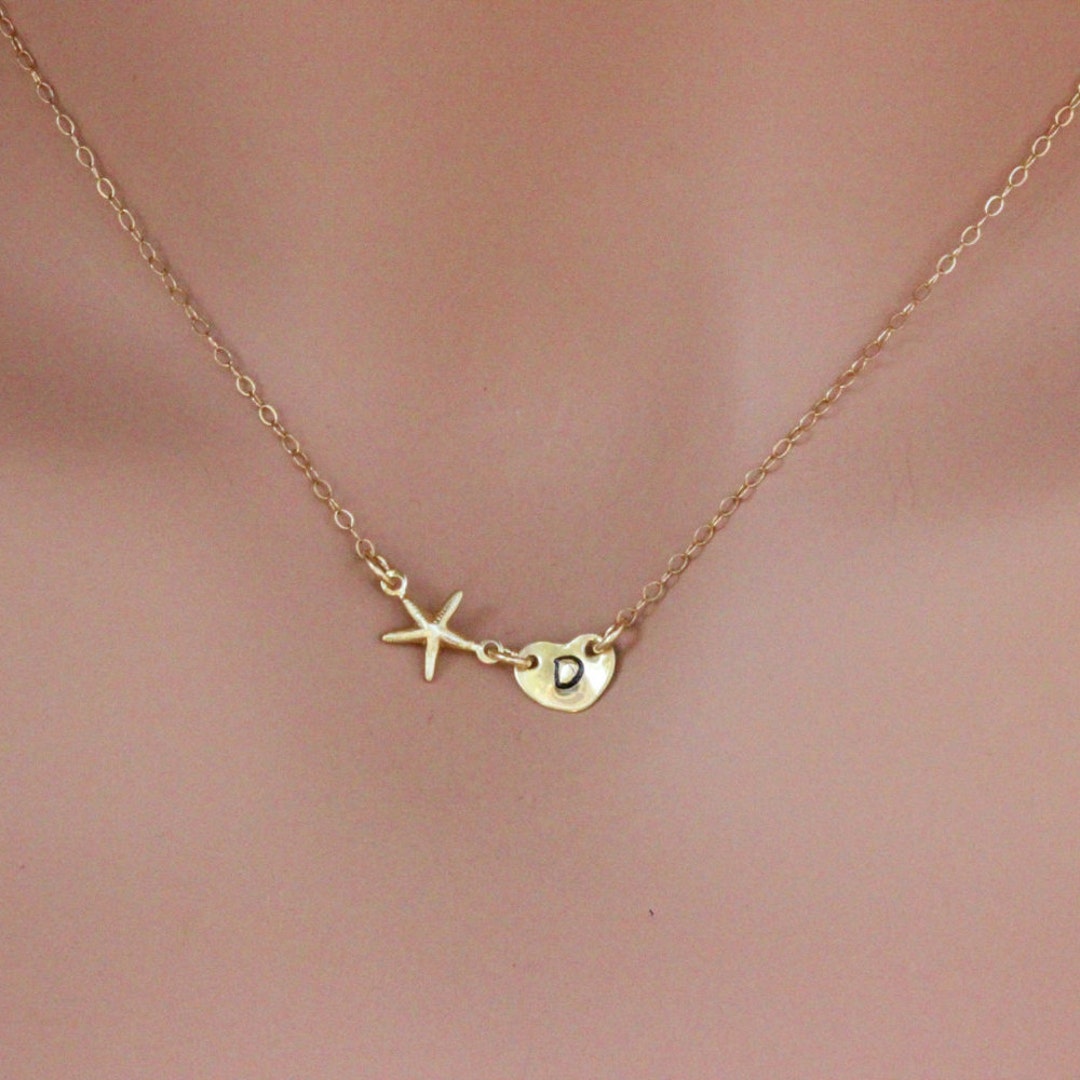 Starfish Necklace Gold Personalized Starfish Necklace 14k Gold Fill ...