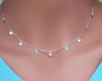 Sterling Silver Disc Necklace: Dainty Coin Charm, Layering Necklace