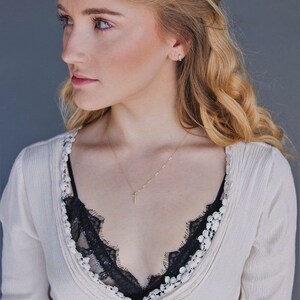 Dainty 14k Solid Yellow Gold Cross Necklace: Faith Gift