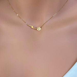 Personalized Gold Lightning Bolt Necklace: Initial Heart Charm