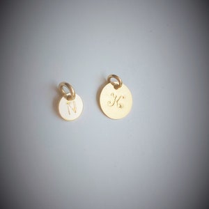 14k solid gold Super tiny initial 6mm or small 9mm, necklace - Add an initial 6mm or 9mm - 14k TINY Initial Disc Charm - Only initial charm