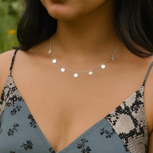 Multi Disc Necklace, Multi Charms, Tiny Circle necklace, Mini Disc Necklace, Chokers Necklace for layer, Gold Discs Necklace, Tiny Discs.