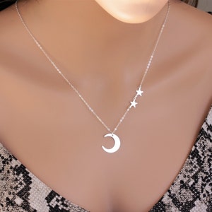 Moon and Stars Necklace Star Moon Necklace Star and Moon - Etsy