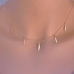 14k Gold Fill Blatt Choker: Zierliche Halskette