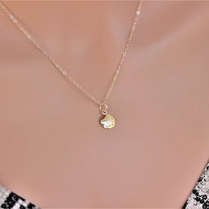 Sand Dollar necklace - Small 14k solid Gold Sand Dollar Pendant Necklace -  Beach wedding gifts - Bridal Necklace - Bridal Party gifts