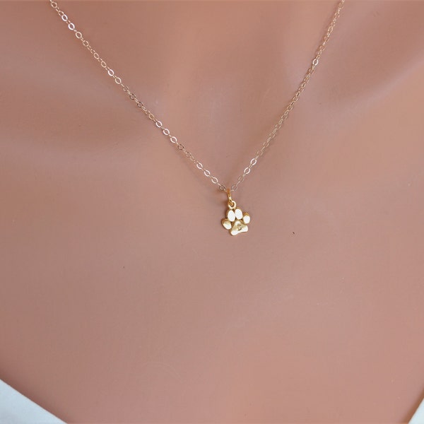 Pet loss gifts - pet memorial gift - Tiny 14k solid gold Paw print pendent-Tiny Pawprint only pendent or with chain - Personalized paw print