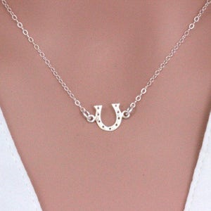 Sterling Silver Horseshoe Necklace: Western Wedding Jewelry, Lucky Charm