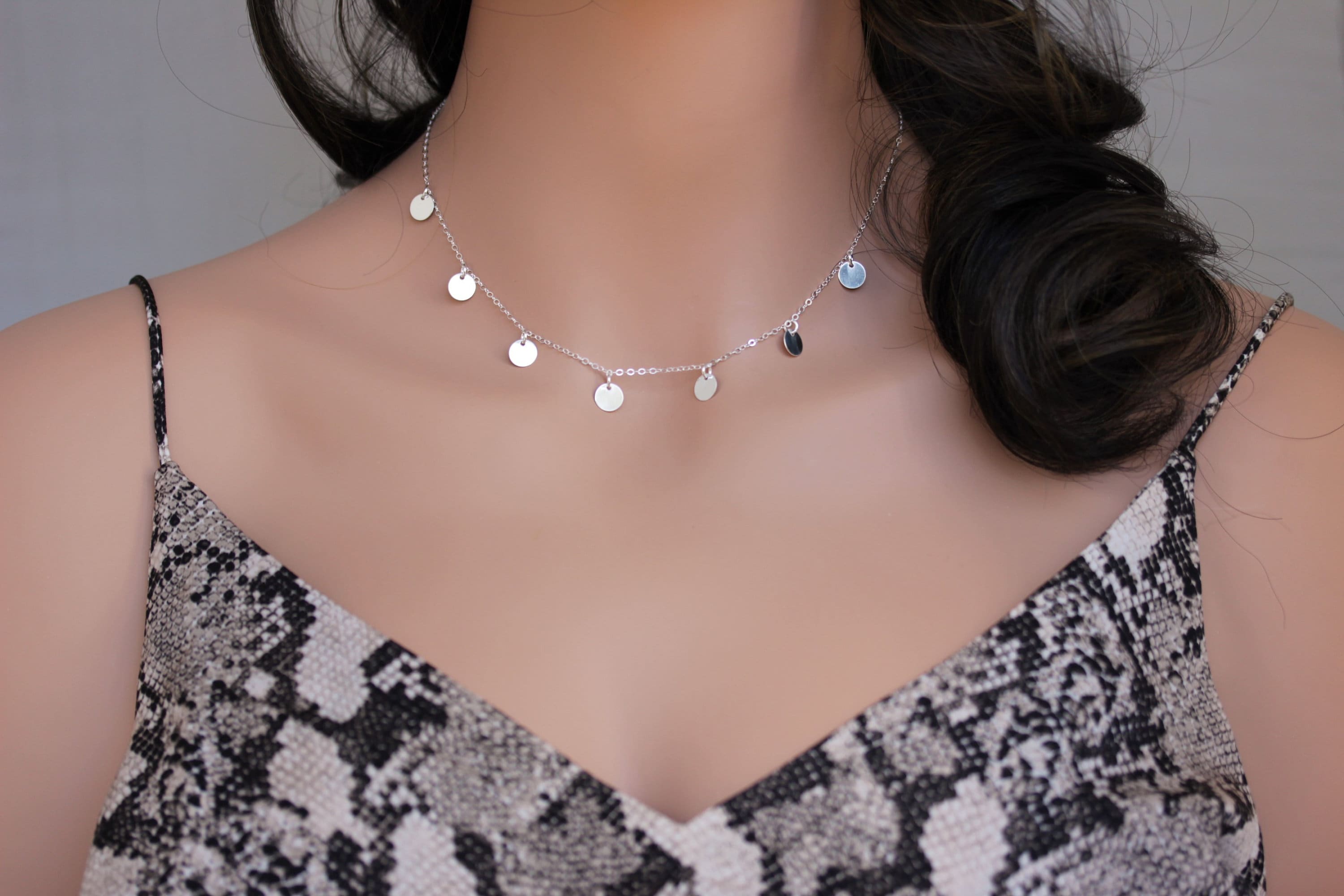 Quinceañera Sterling Silver Disc Necklace: Sweet Fifteen Gift