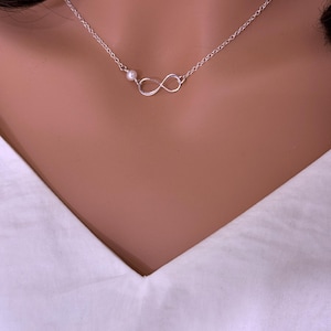 Gold Infinity Neckalce - Sterling silver Infinity pearl necklace - Infinity Pearl Necklace - Gift For Girlfriend - Women's Jewelry