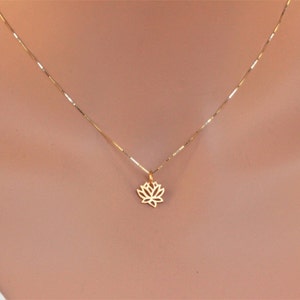 14k Gold Lotus Necklace, image 6