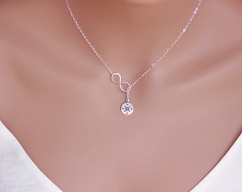 Graduation gift for her, Infinity Compass lariat sterling silver, Friendship necklace, Journey necklace for friend, College graduation gift