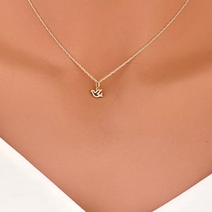 14K Yellow Gold Peace Dove Necklace: Solid Gold Bird Charm