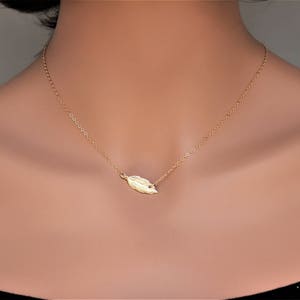 Lucky feather necklace - Gold Feather Necklace - Feather jewelry - Sideways Feather Necklace - Layered necklace - FeatherChokers gold 14k -