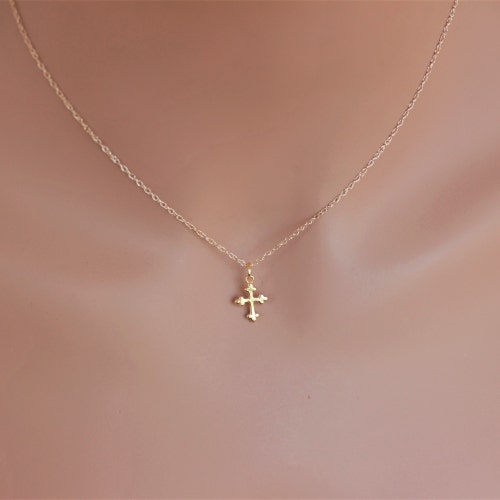 14K Yellow Gold Botonnee Cross Pendant 