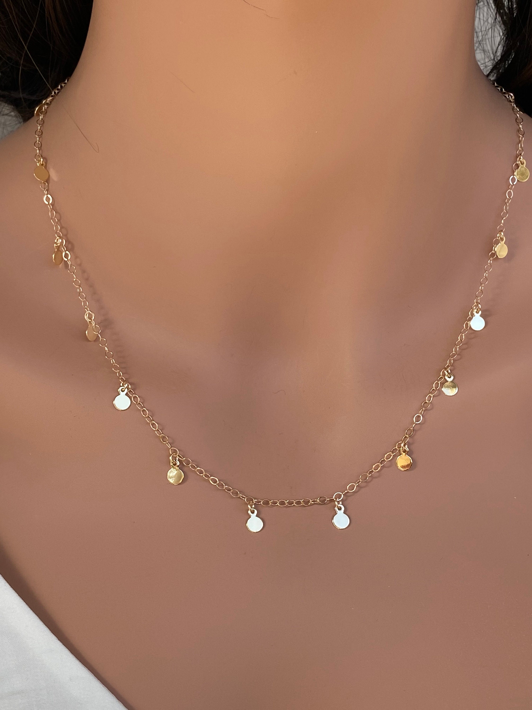 ★MIDNIGHT MOMENT.★ mini bumpy necklace gold Shop 14K Yellow Gold Rainbow Gemstone Necklace | Carbon & Hyde