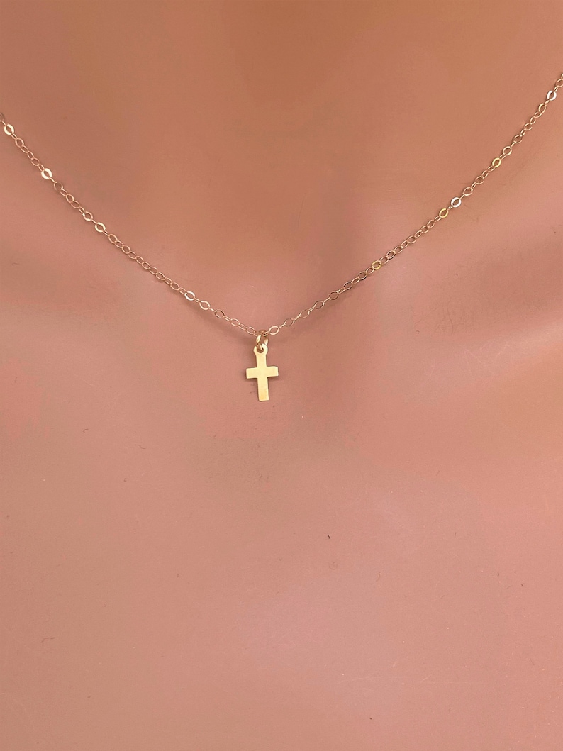 Small Gold Cross Necklace 14k Solid Gold Small Solid Gold Etsy