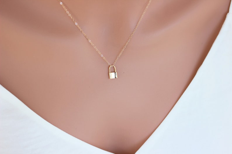Gold Lock Necklace Padlock Necklace gold Layering Etsy
