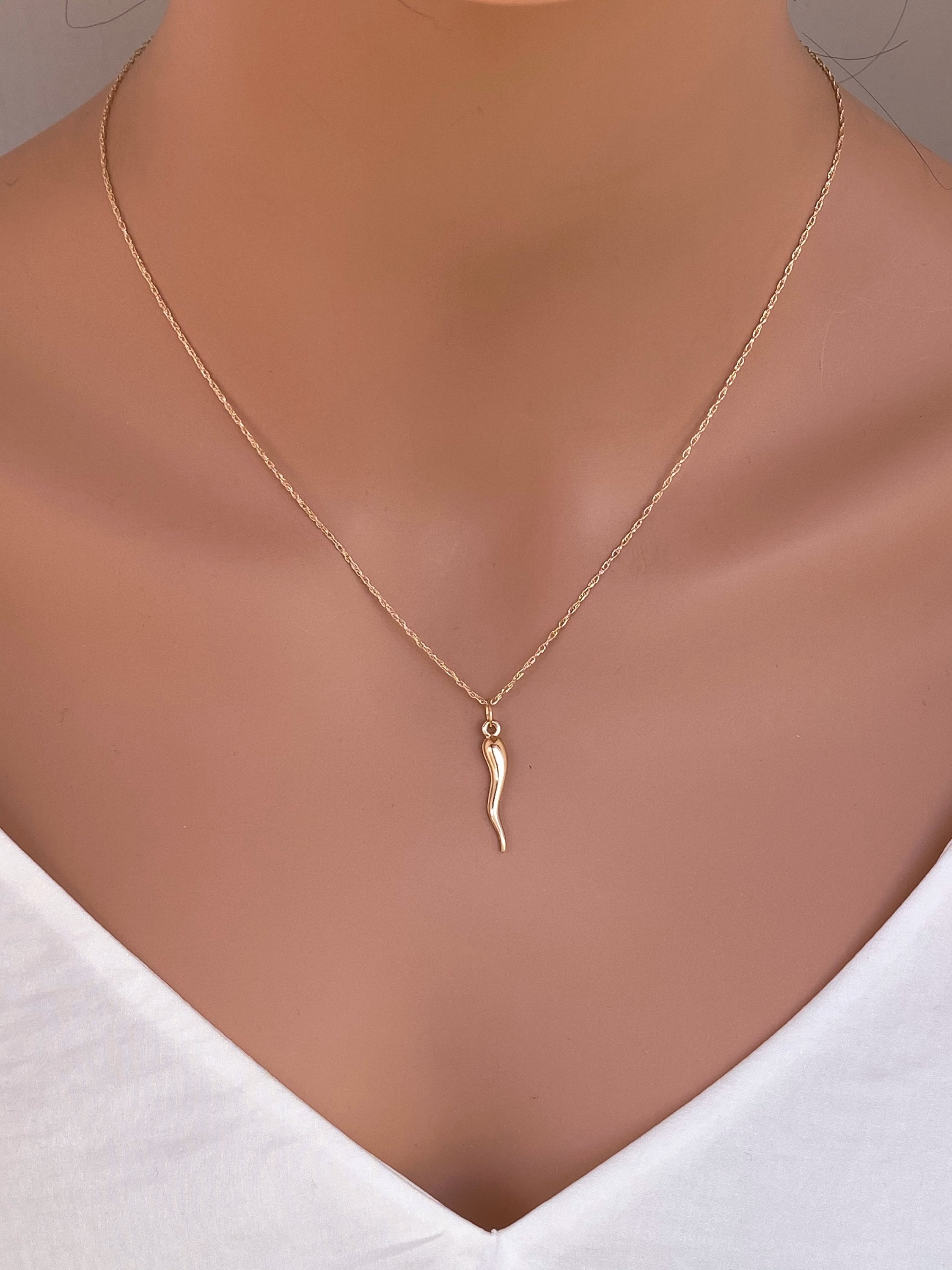 Women's gold italian horn necklace deals